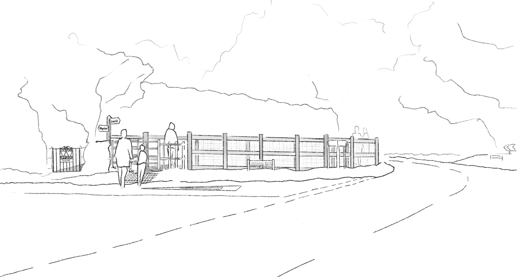 Illustration of the pathway at Maggie's Corner, The Old School House.