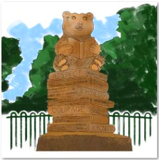 Library bear greeting card