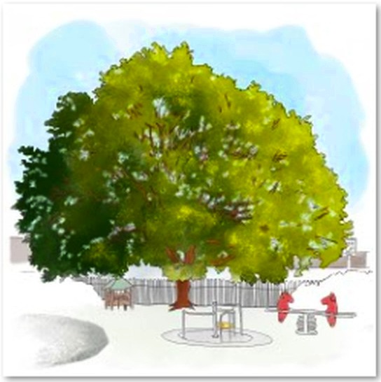 Village tree greeting card